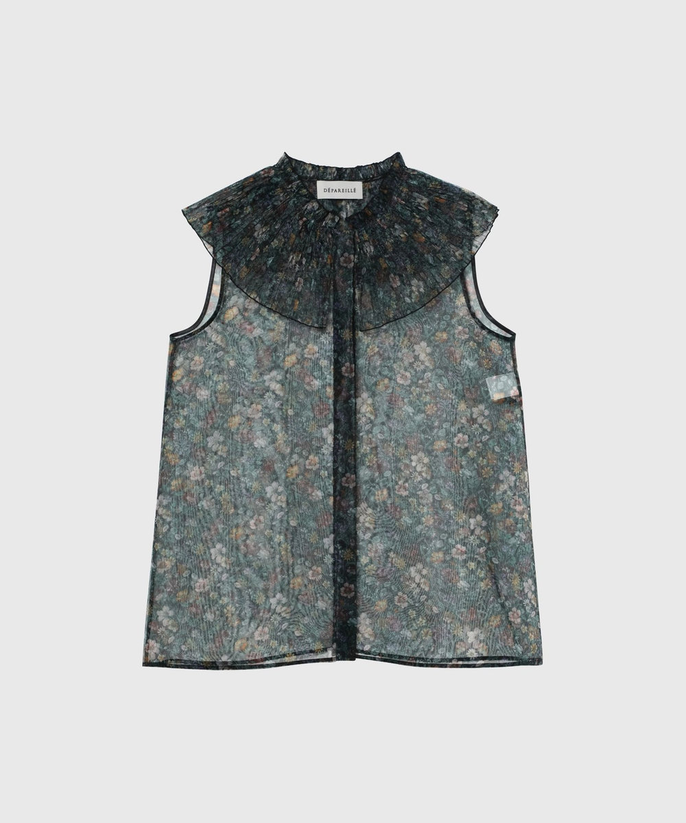 DÉPAREILLÉ FLOWER ORGANDY BLOUSE / フラワーオーガンジーブラウス ブラック
