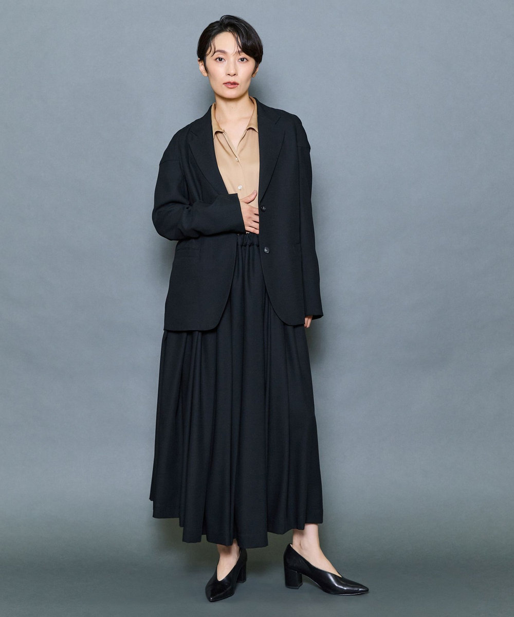 MOGA Collection MOGA Collection ファインウールランダムタックスカート ブラック