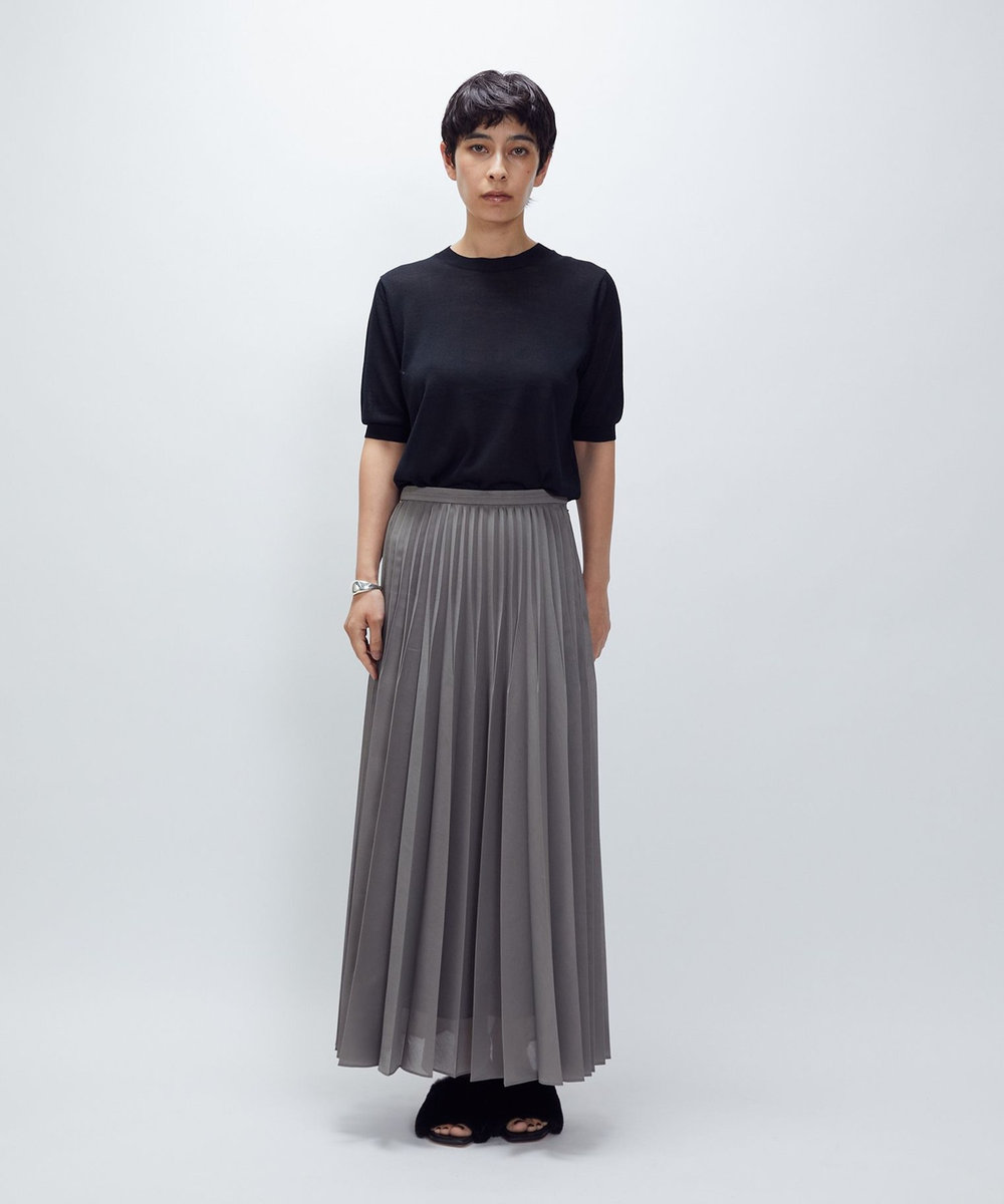 1er Arrondissement スパンオーガンジープリーツスカート モカ