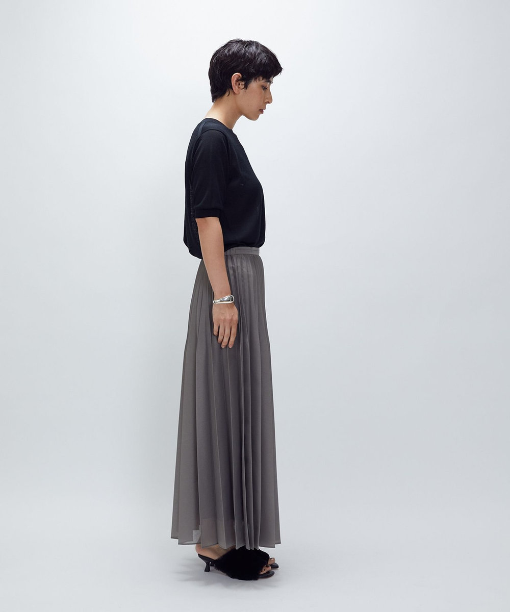 1er Arrondissement スパンオーガンジープリーツスカート モカ