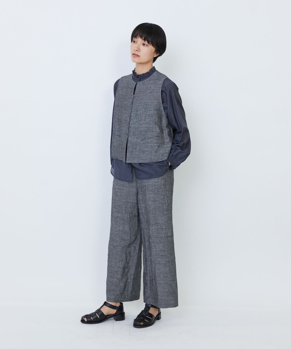 LOISIR バンブーリネンベスト グレー