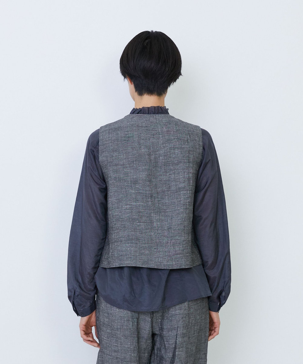 LOISIR バンブーリネンベスト グレー