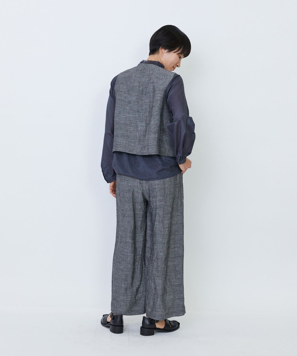 LOISIR バンブーリネンベスト グレー