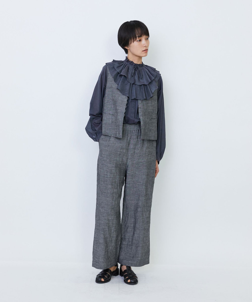 LOISIR バンブーリネンベスト グレー