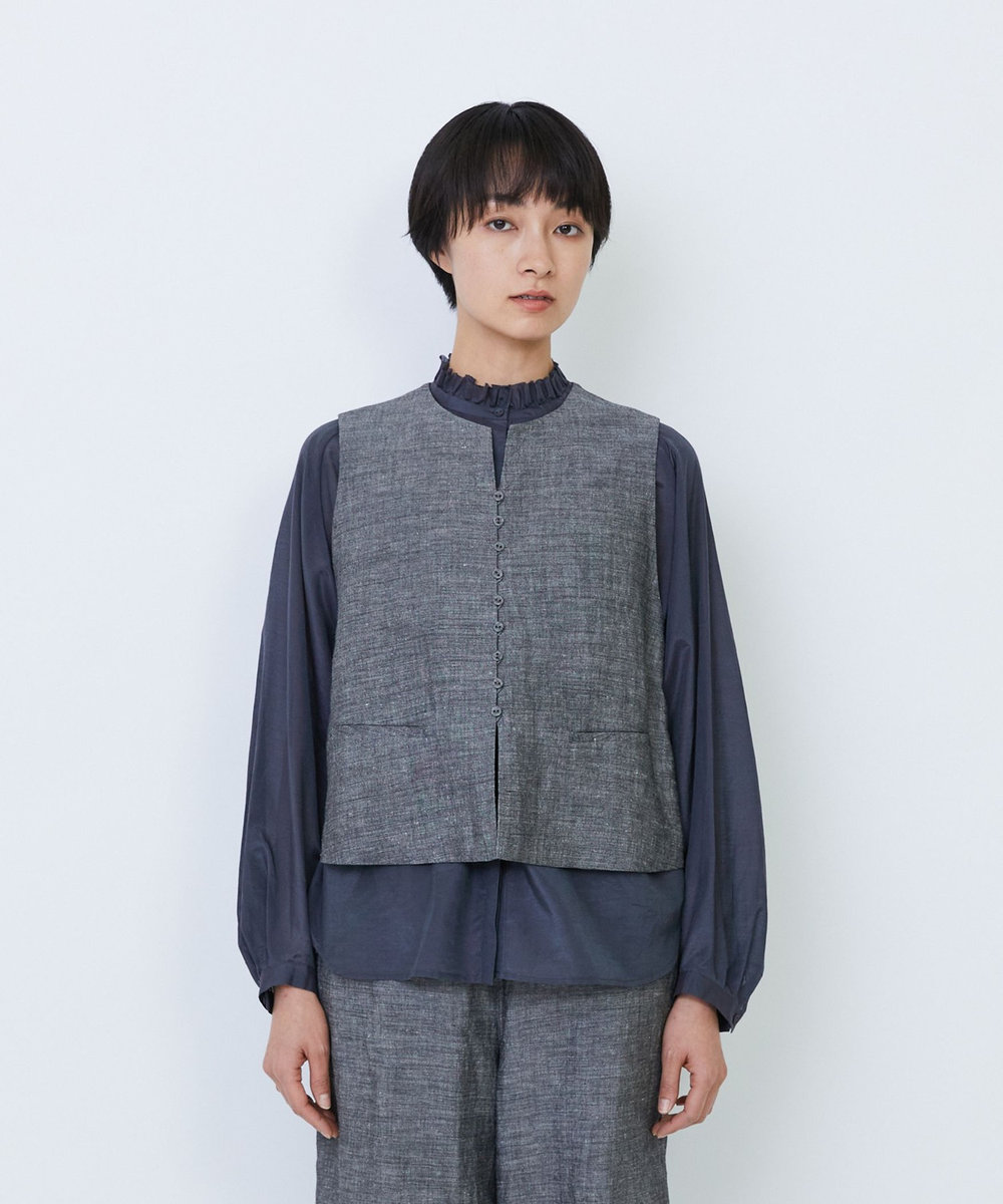 LOISIR バンブーリネンベスト グレー