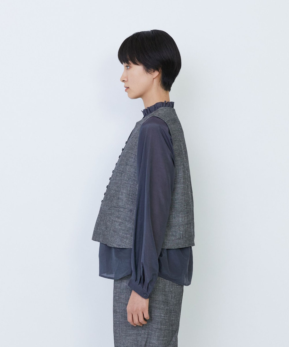 LOISIR バンブーリネンベスト グレー