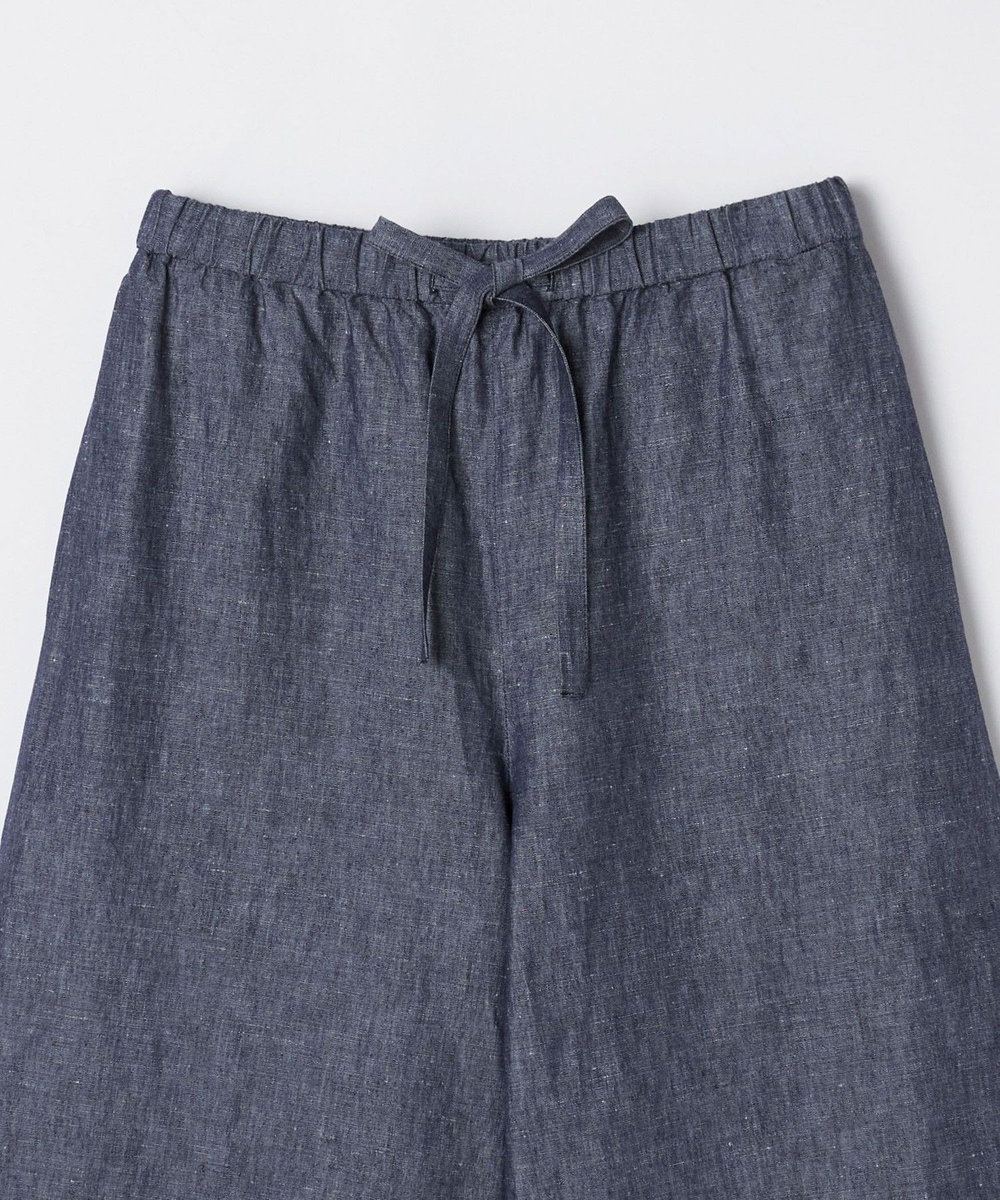 feerique feerique ヘンプコットンシャンブレーギャザーパンツ ネイビー
