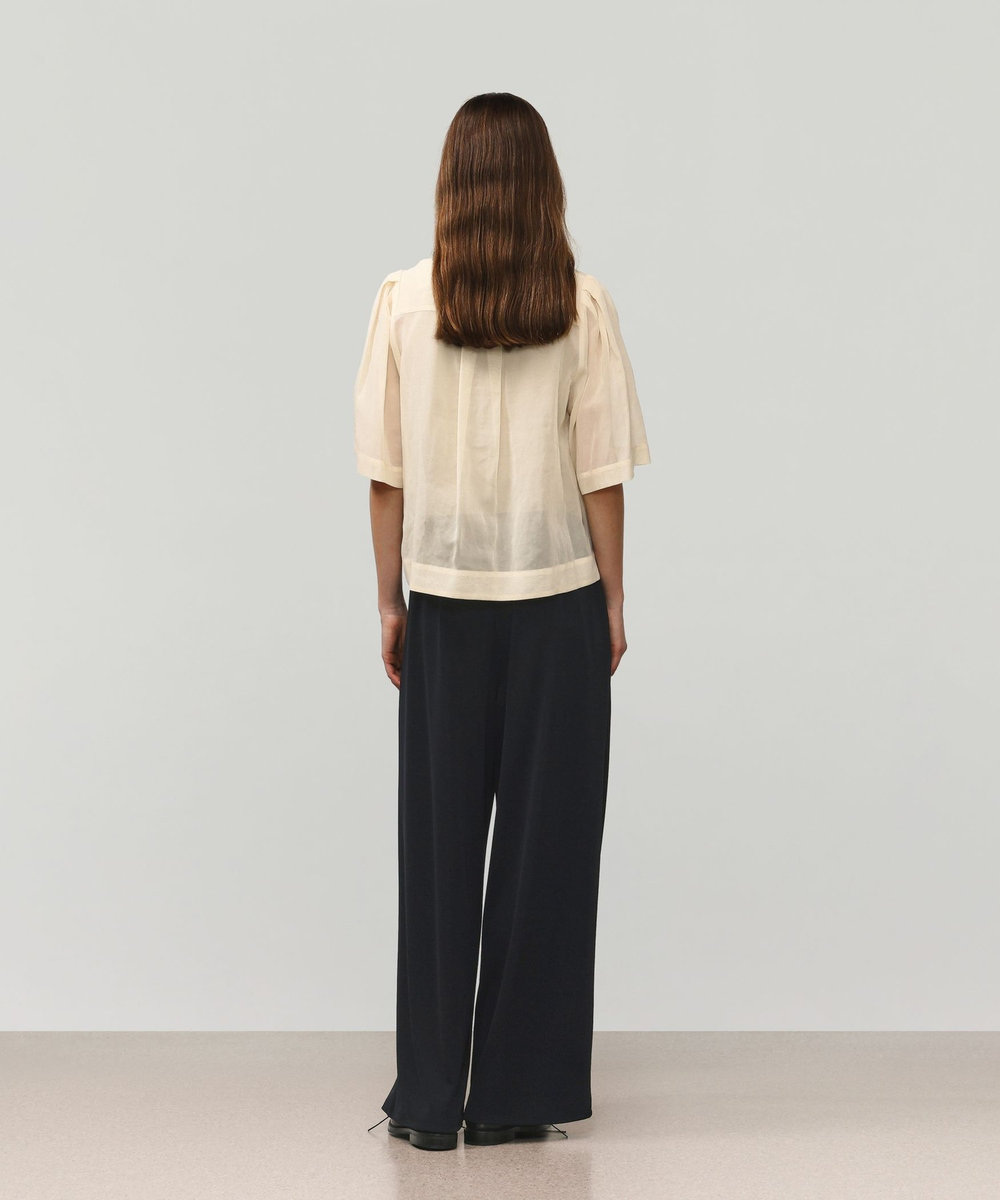 DÉPAREILLÉ TRIACETATE JERSEY WIDE PANTS / トリアセテートジャージーワイドパンツ ネイビー