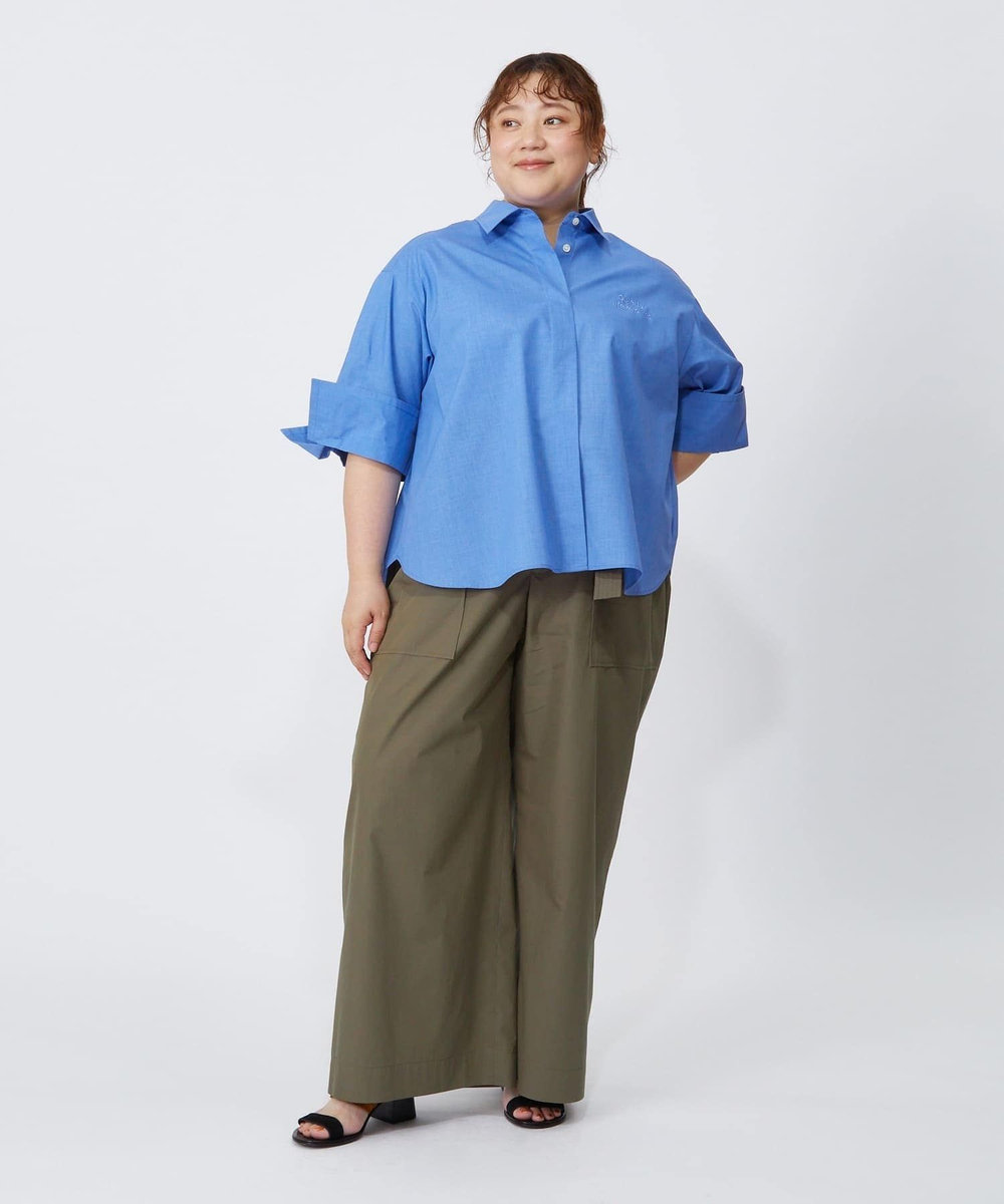 MOGA Lサイズ（大きいサイズ） 【大きいサイズ】タイプライターバイオセミワイドパンツ カーキ