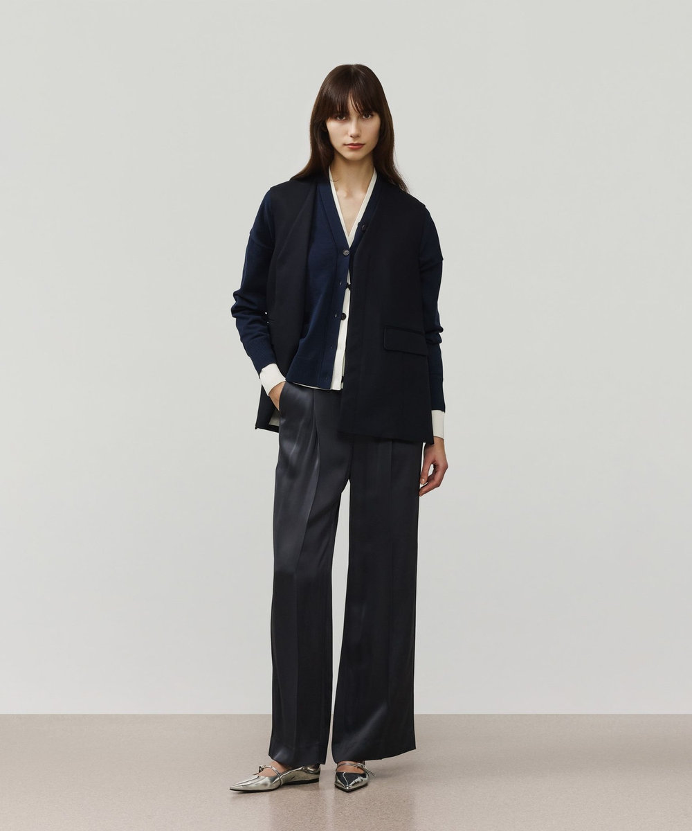 DÉPAREILLÉ SATIN FLARE PANTS / サテンフレアパンツ チャコールグレー