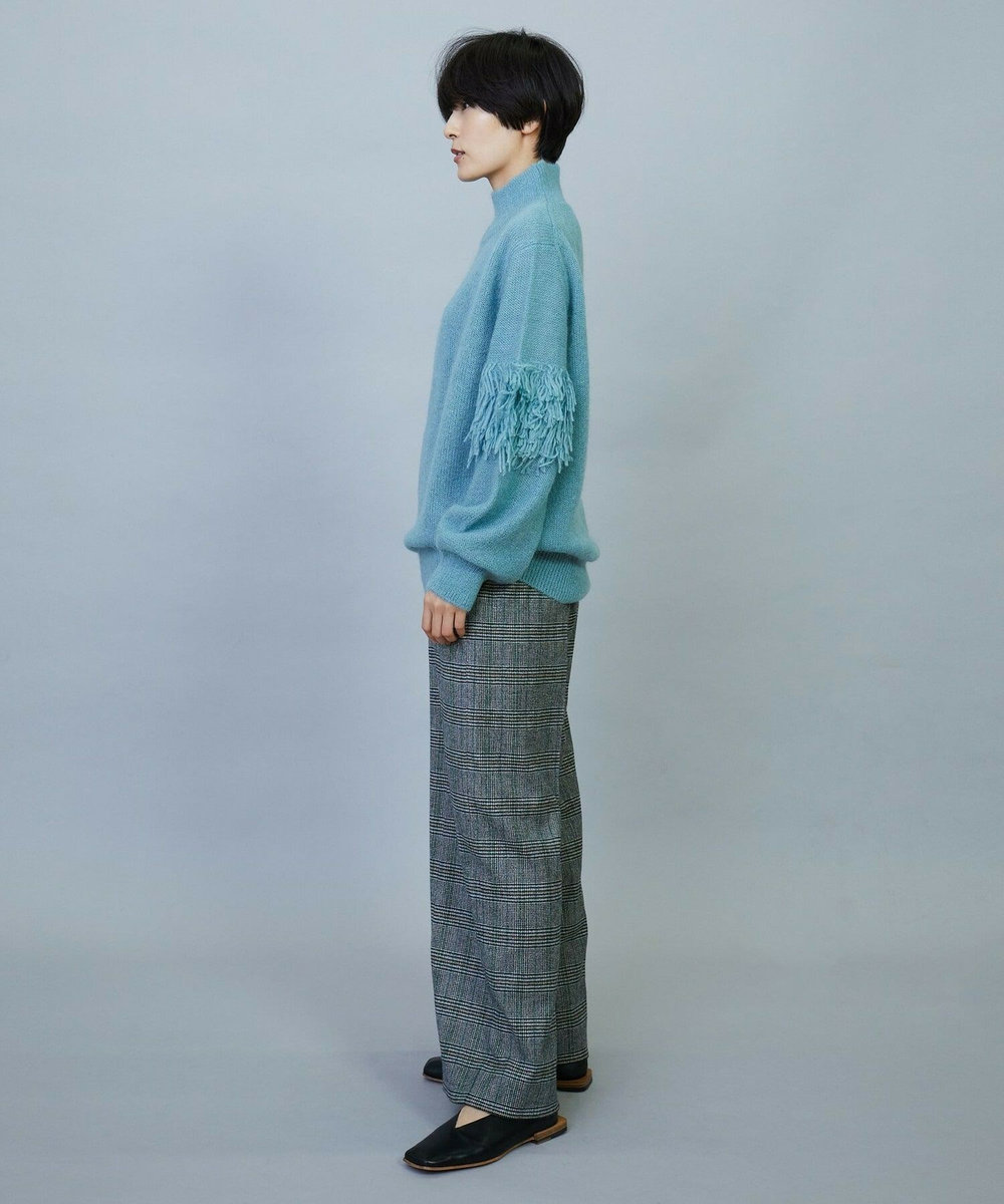 MOGA ウールカシミヤグレンチェックワイドパンツ オフホワイト