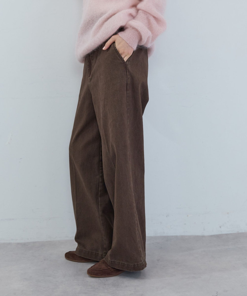 ADIEU TRISTESSE ツイルストレートパンツ ブラウン