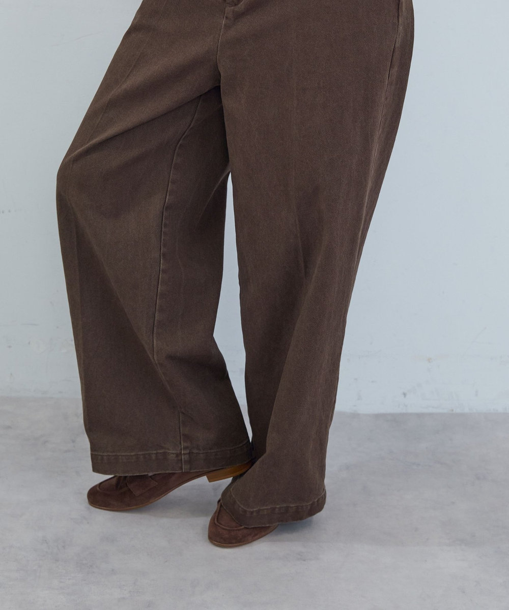 ADIEU TRISTESSE ツイルストレートパンツ ブラウン