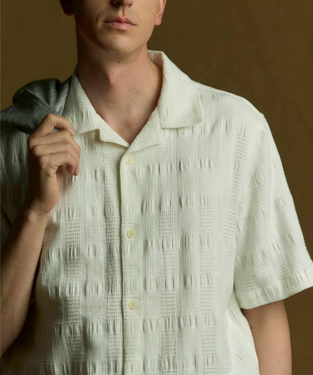 MEN'S BIGI 【Wax London/ワックスロンドン】ジャガードシャツ ホワイト