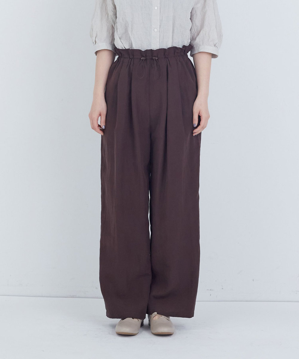 ADIEU TRISTESSE ポプリンストレートパンツ ブラウン