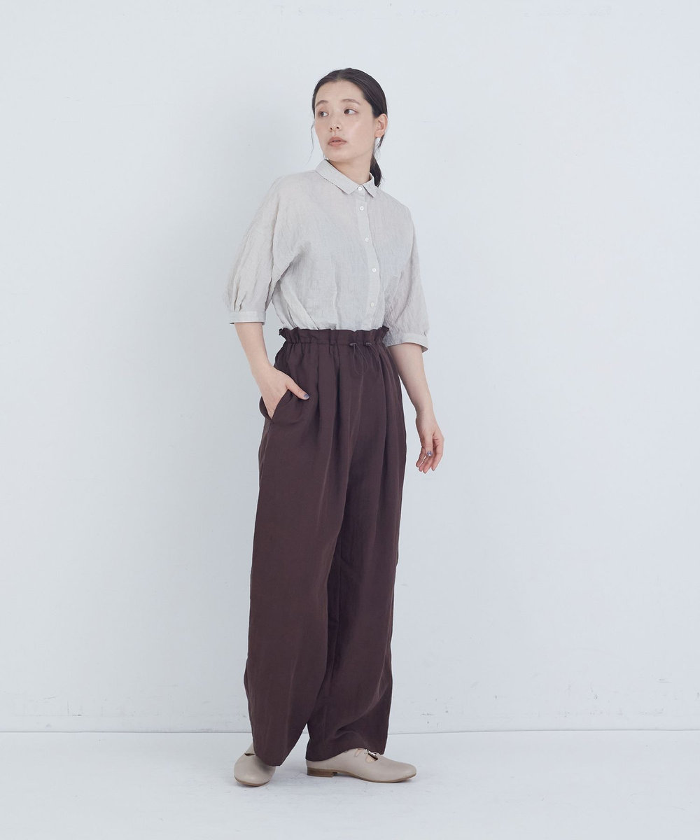 ADIEU TRISTESSE ポプリンストレートパンツ ブラウン