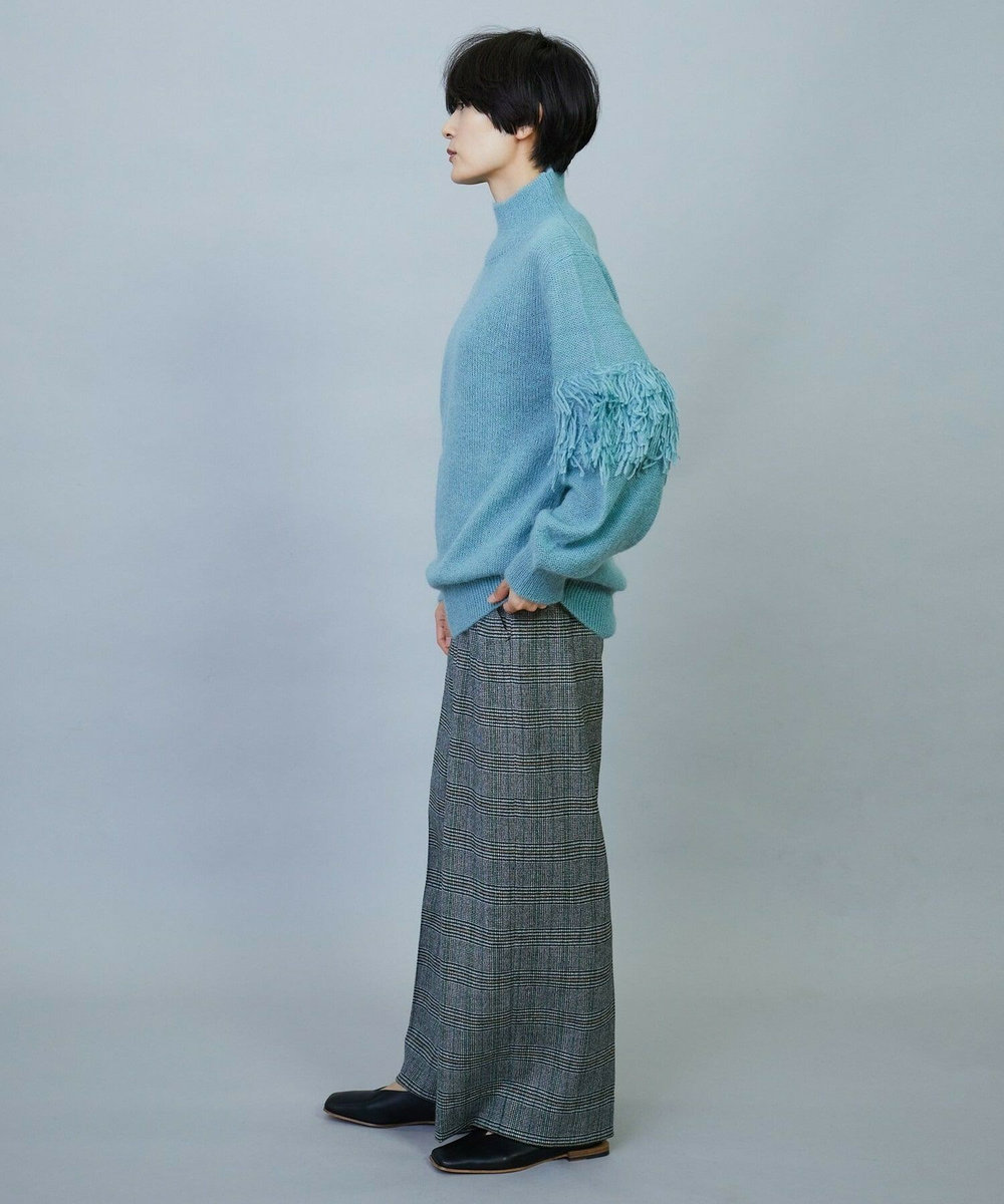 MOGA ウールカシミヤグレンチェックワイドパンツ オフホワイト