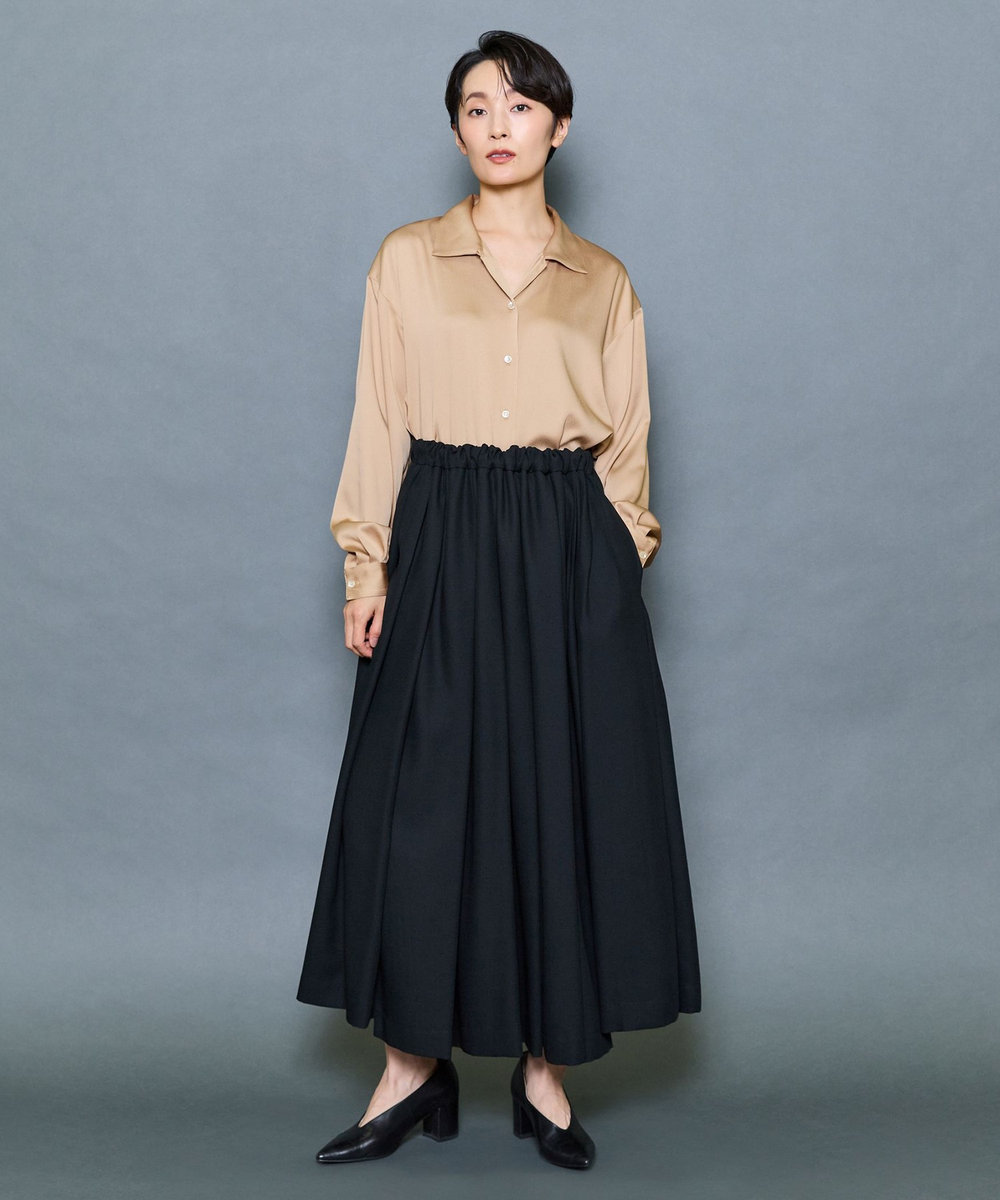 MOGA Collection MOGA Collection ファインウールランダムタックスカート ブラック