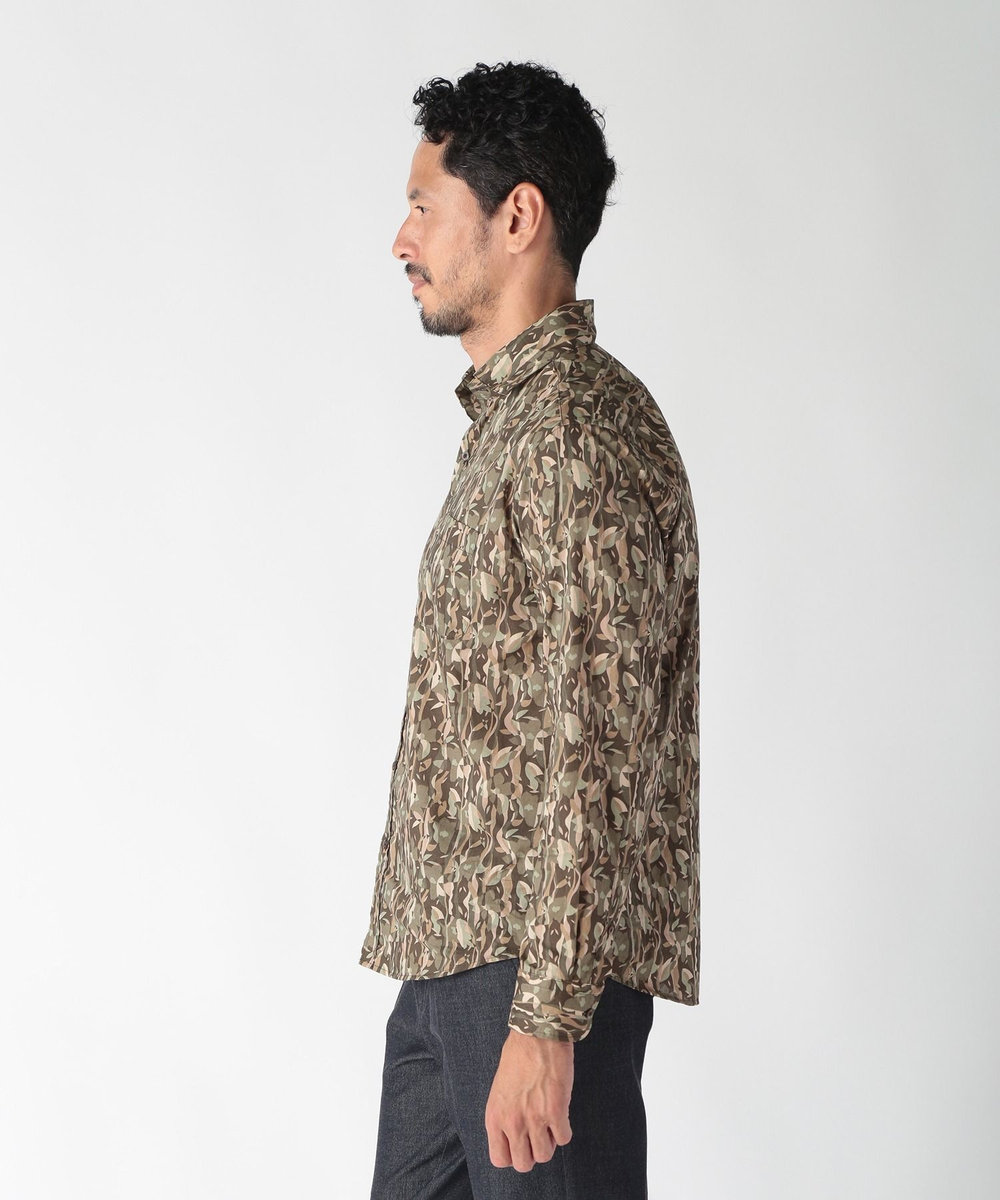 MEN'S BIGI エスニックLibertyプリントシャツ カーキ