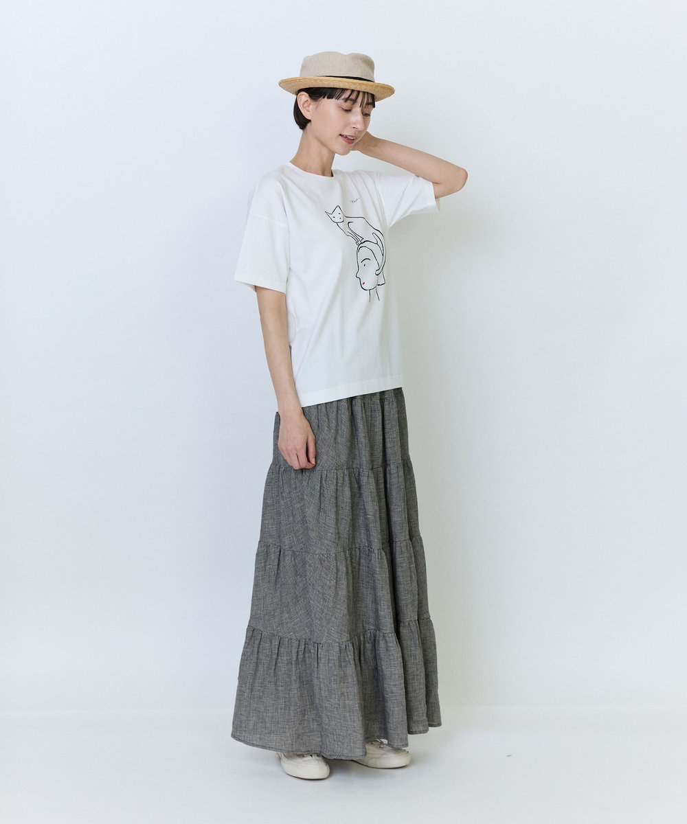 LOISIR 【アーティストコラボ】LOISIR×塩川いづみ イラストプリントTシャツ オフホワイト
