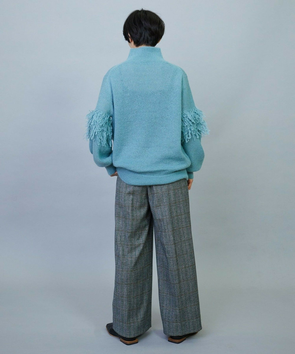 MOGA ウールカシミヤグレンチェックワイドパンツ オフホワイト