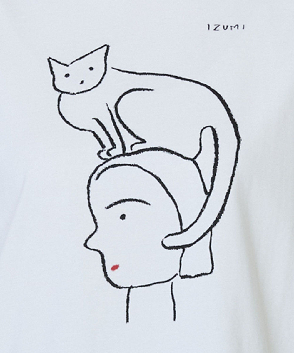 LOISIR 【アーティストコラボ】LOISIR×塩川いづみ イラストプリントTシャツ オフホワイト