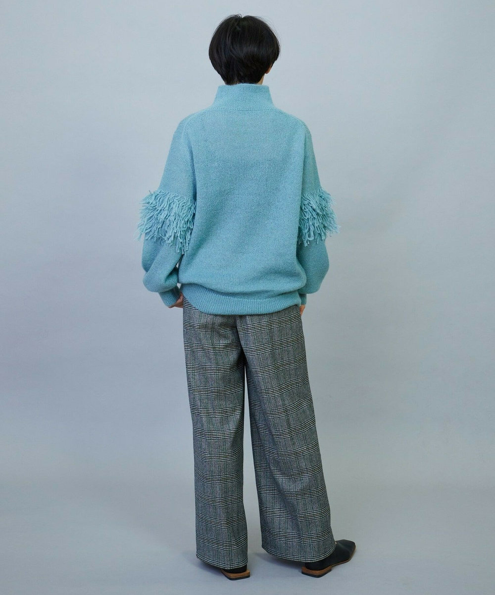 MOGA ウールカシミヤグレンチェックワイドパンツ オフホワイト