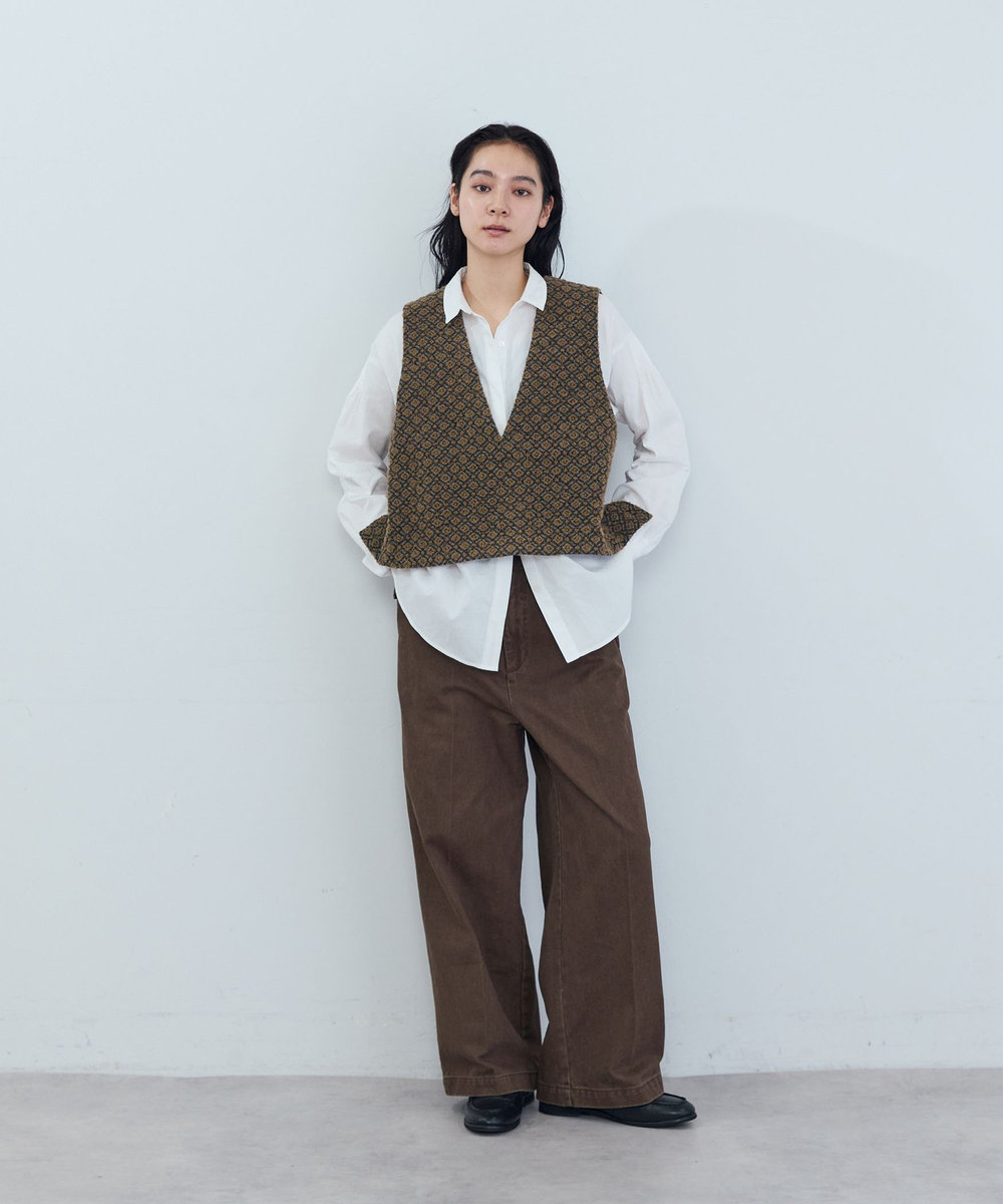 ADIEU TRISTESSE ツイルストレートパンツ ブラウン