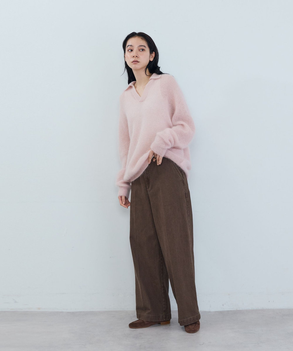ADIEU TRISTESSE ツイルストレートパンツ ブラウン
