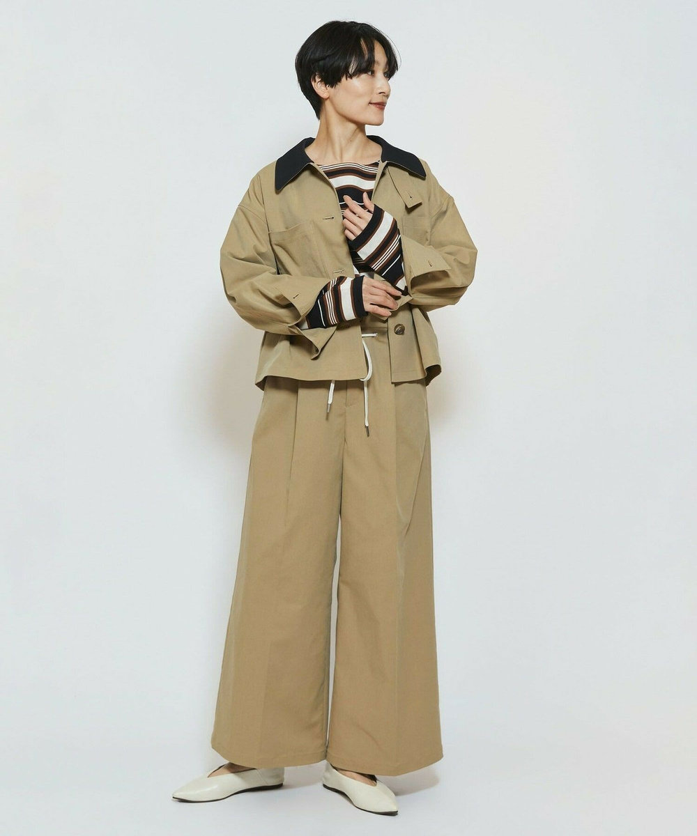 feerique feerique ポリエステルツイルワイドクロップドジャケット［セットアップ可能］ ベージュ