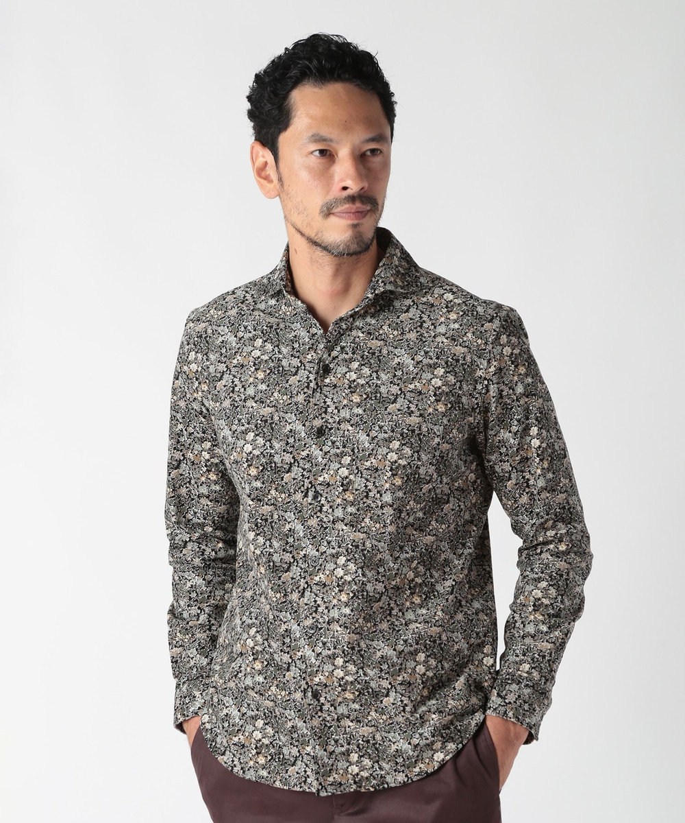 MEN'S BIGI Liberty コーデュロイフラワープリントシャツ ブラック