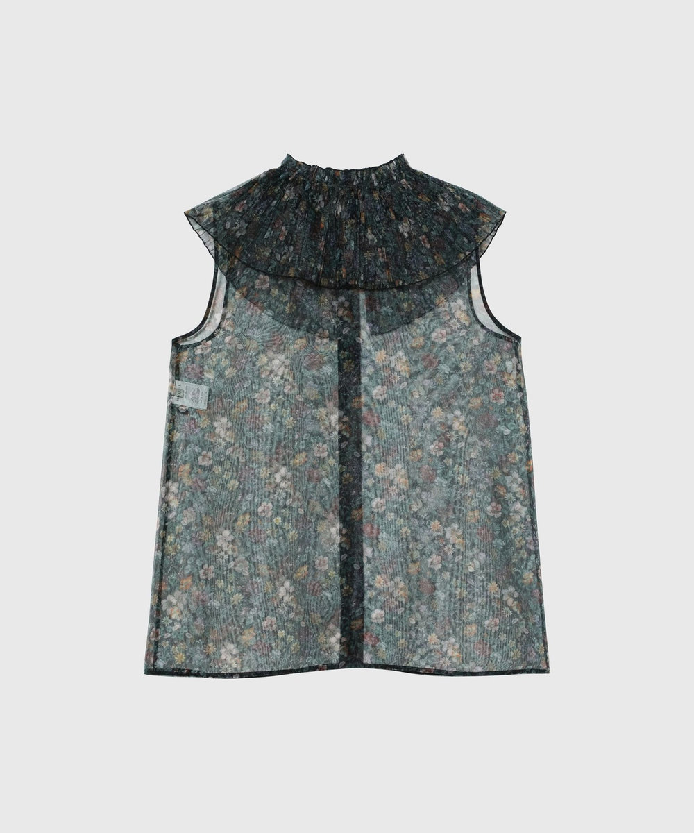 DÉPAREILLÉ FLOWER ORGANDY BLOUSE / フラワーオーガンジーブラウス ブラック