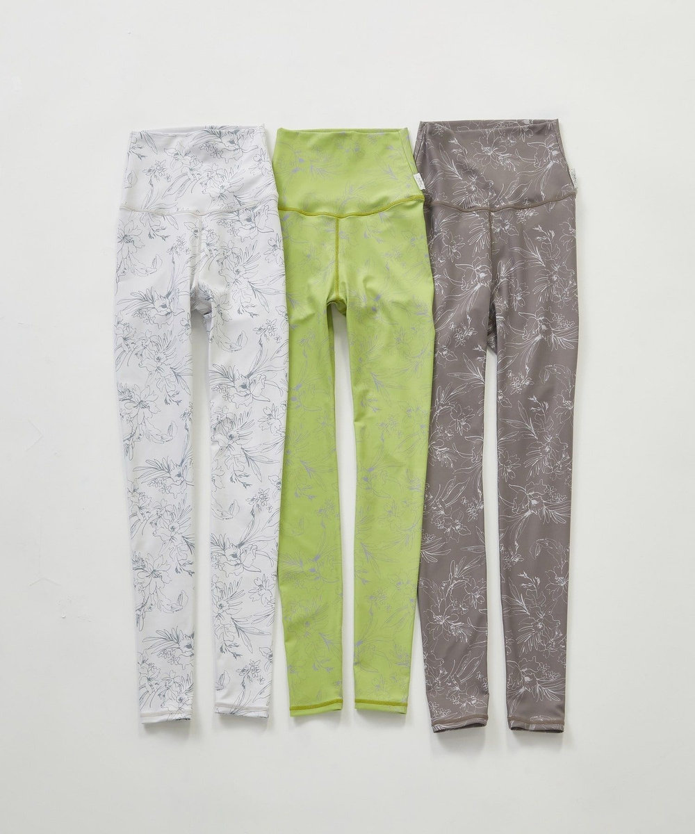 Julier Line Flowerプリントスーパーハイレギンス/水着・UVカット・水陸両用・吸汗速乾・ホットヨガ対応・耐塩素 ライム