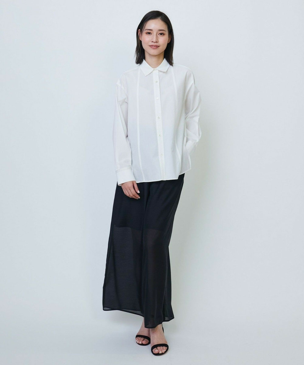 L'EQUIPE ワッシャーコットン＆ナチュラルストライプシャツ ホワイト