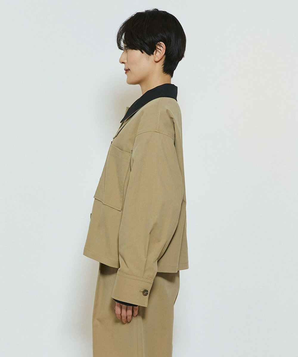 feerique feerique ポリエステルツイルワイドクロップドジャケット［セットアップ可能］ ベージュ