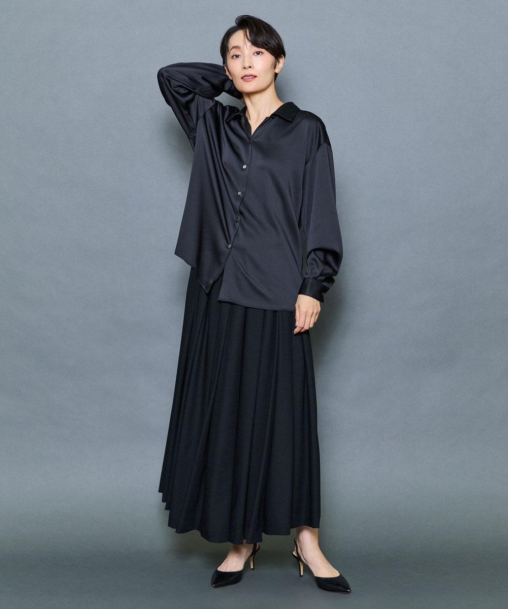 MOGA Collection MOGA Collection ファインウールランダムタックスカート ブラック