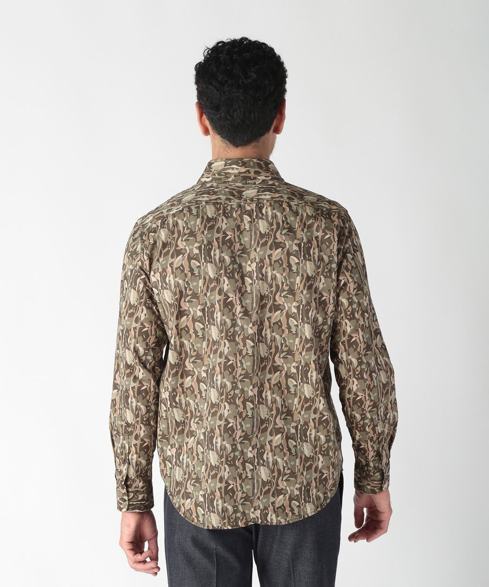 MEN'S BIGI エスニックLibertyプリントシャツ カーキ