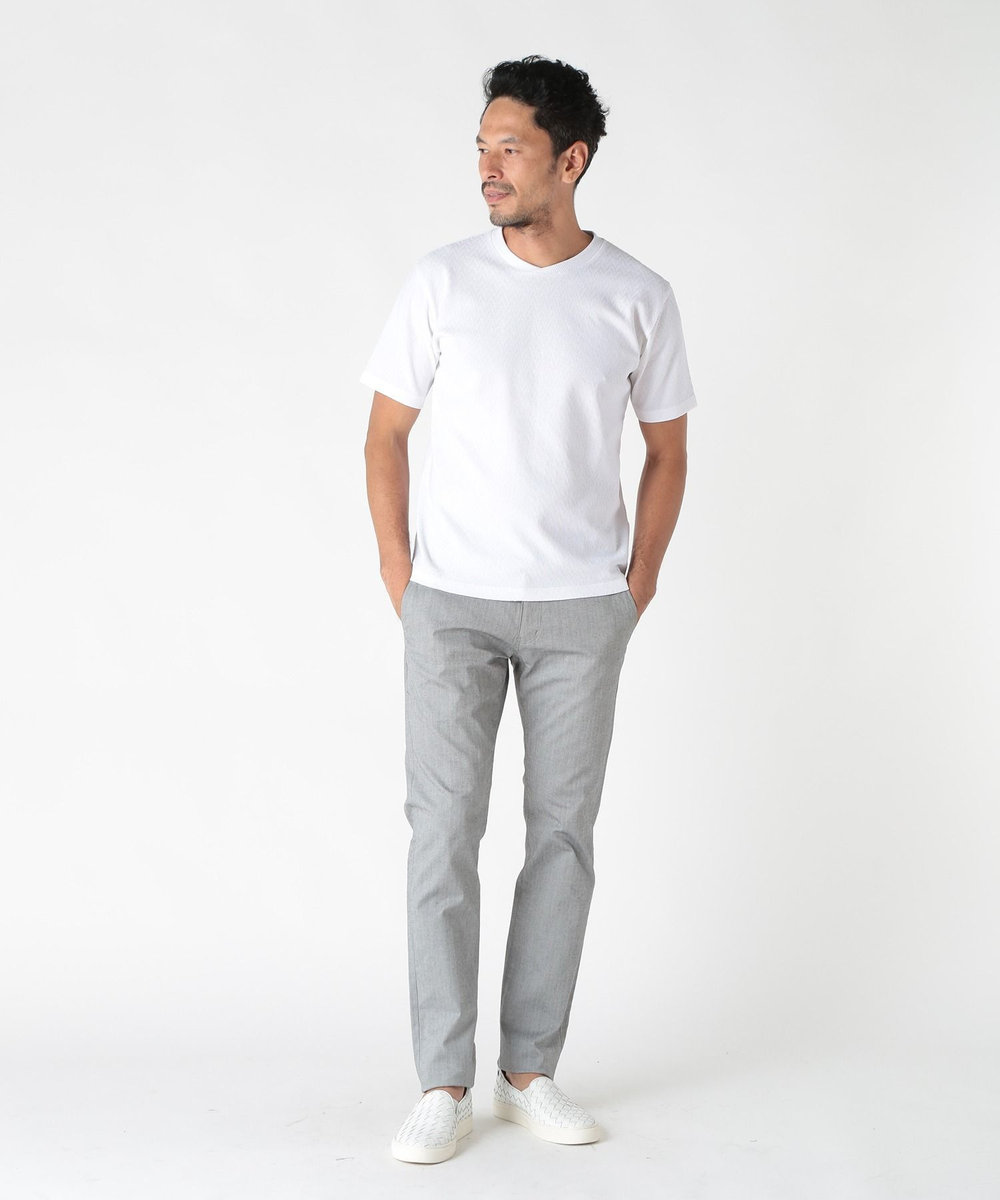 MEN'S BIGI ＜ON/OFF兼用＞シャドーヘリンボーンストレッチパンツ ライトグレー