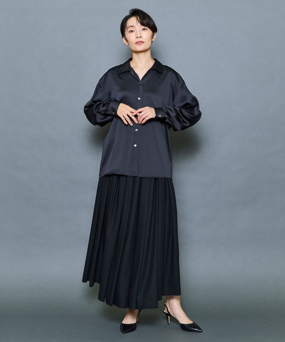 MOGA Collection MOGA Collection ファインウールランダムタックスカート ブラック