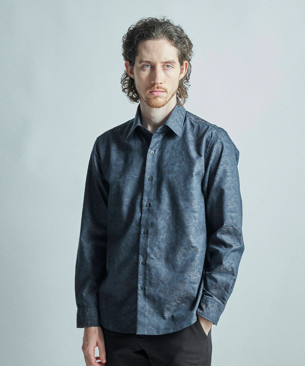 MEN'S BIGI 【LIBERTY/リバティ】フラワージャガード 長袖シャツ チャコールグレー