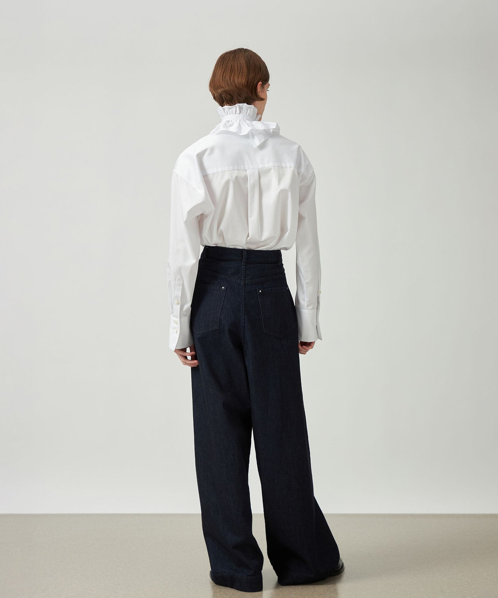 DÉPAREILLÉ COTTON RUFFLE BOW SHIRT / コットンラッフルボウシャツ ホワイト