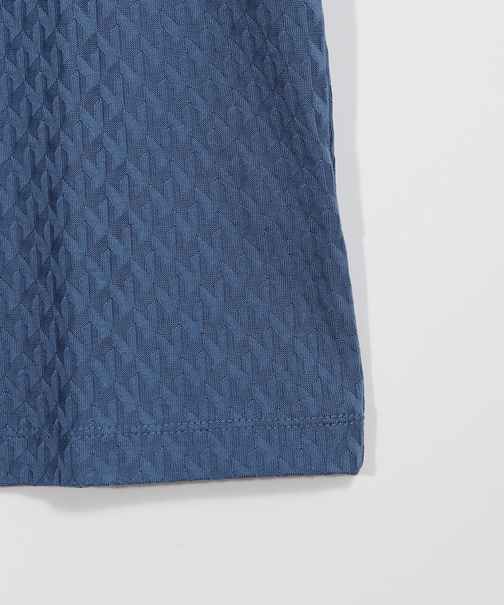 MEN'S BIGI シルケット加工 変形千鳥柄リンクスTEE ブルー
