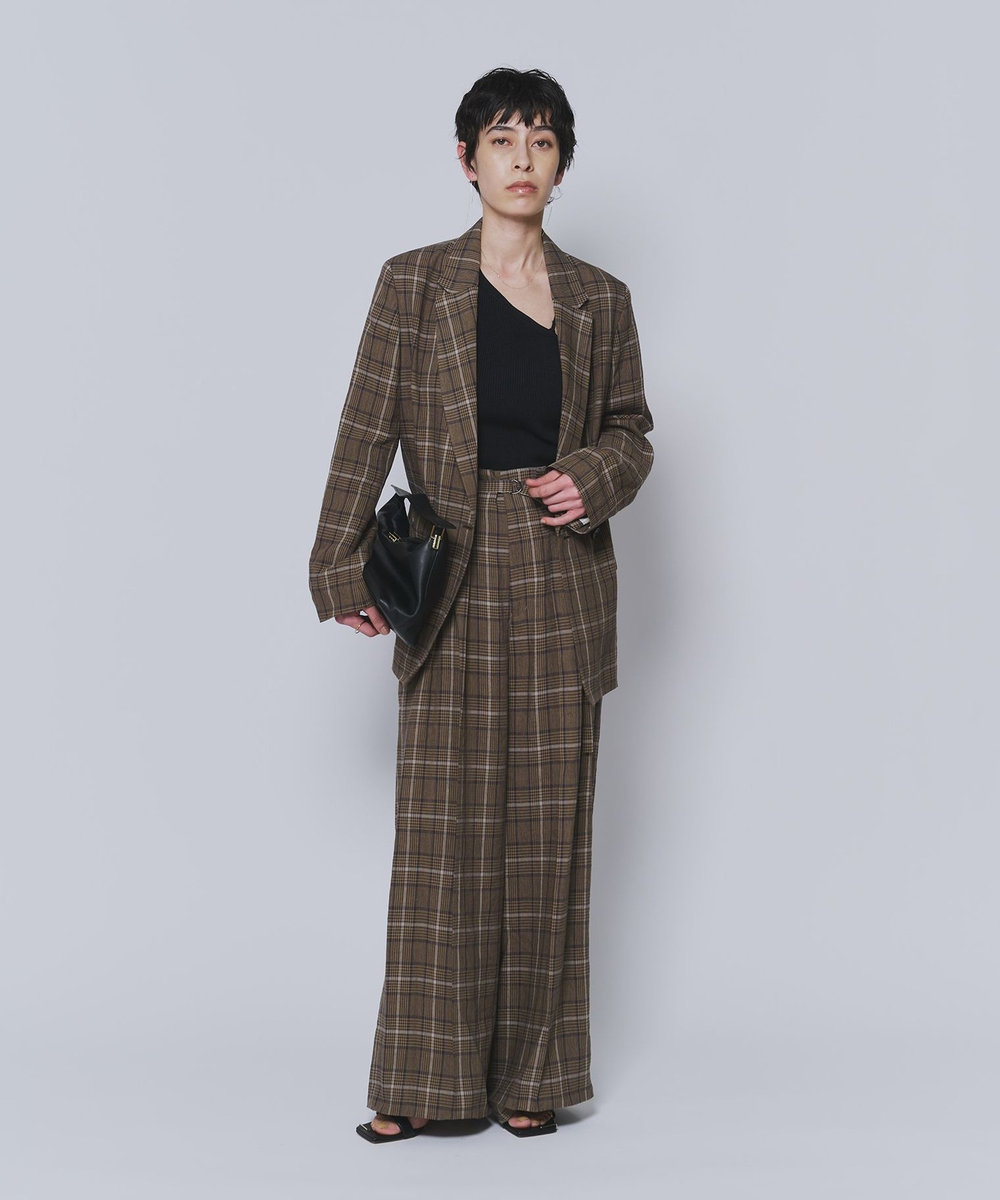1er Arrondissement リネンビスコースジャケット チェック