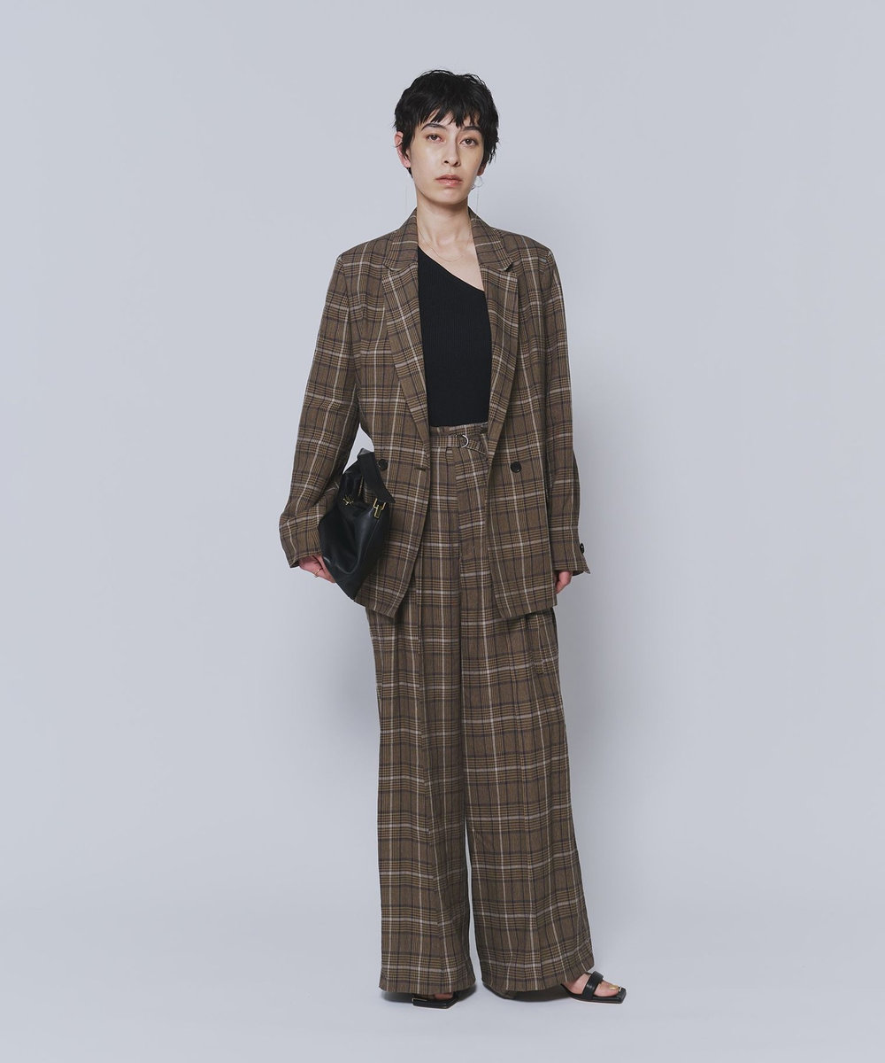 1er Arrondissement リネンビスコースジャケット チェック
