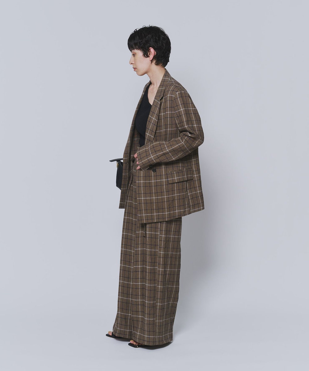 1er Arrondissement リネンビスコースジャケット チェック