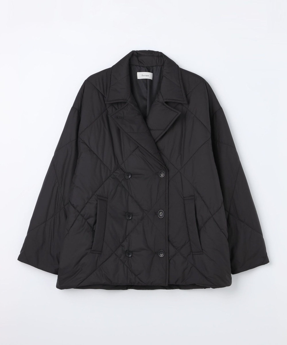 feerique Lサイズ（大きいサイズ） 【大きいサイズ】feerique ポリエステルキルティングピーコート ブラック