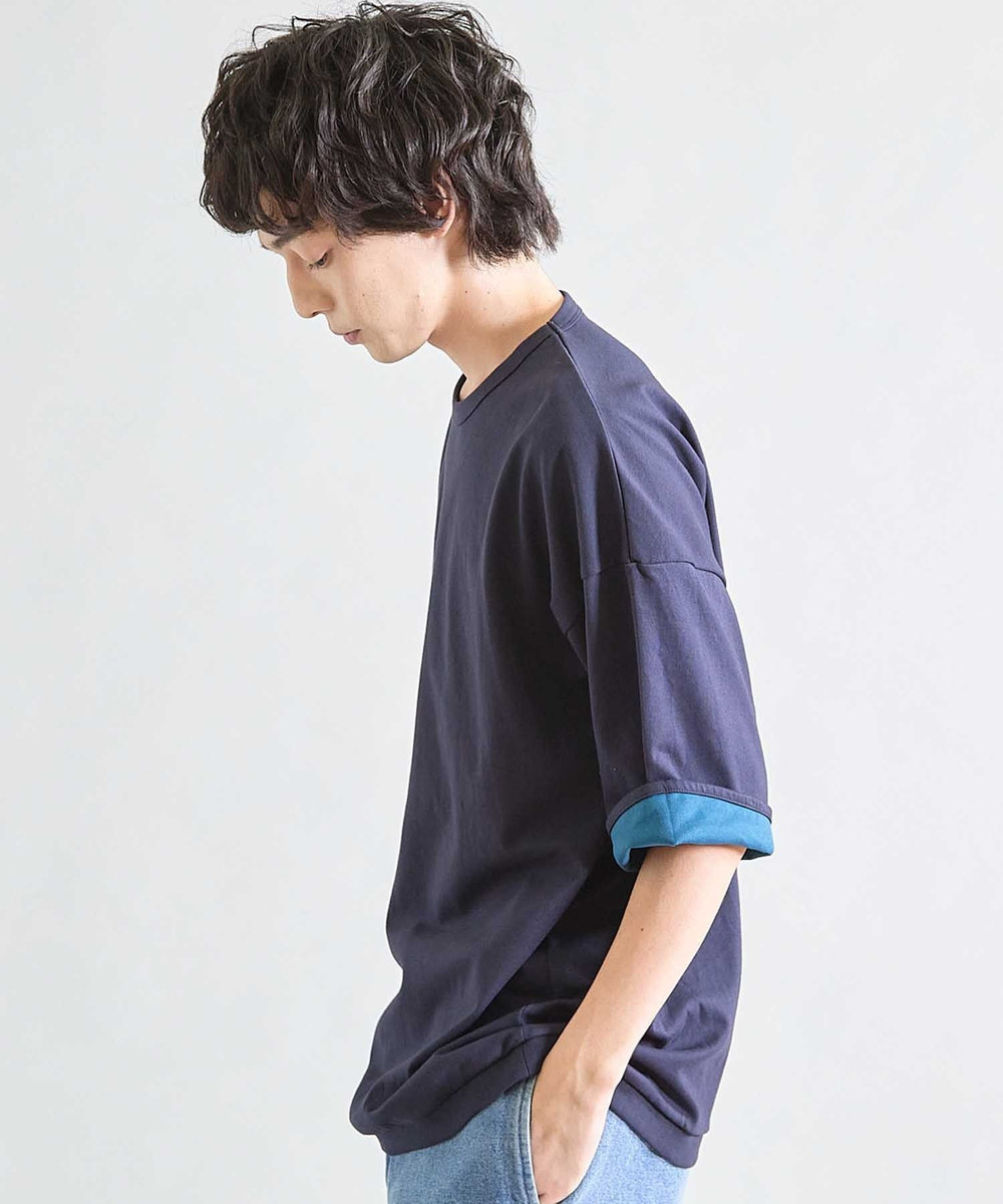 UNION STATION Wフェイス裏メッシュ5分袖T ネイビー