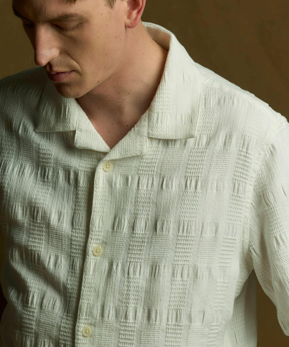 MEN'S BIGI 【Wax London/ワックスロンドン】ジャガードシャツ ホワイト