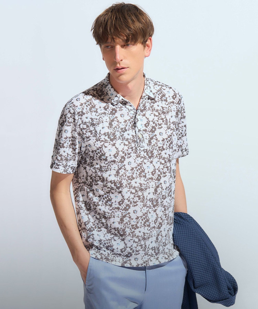 MEN'S BIGI 【LIBERTY】吸水速乾アーカイブ花柄ポロシャツ ホワイト系その他