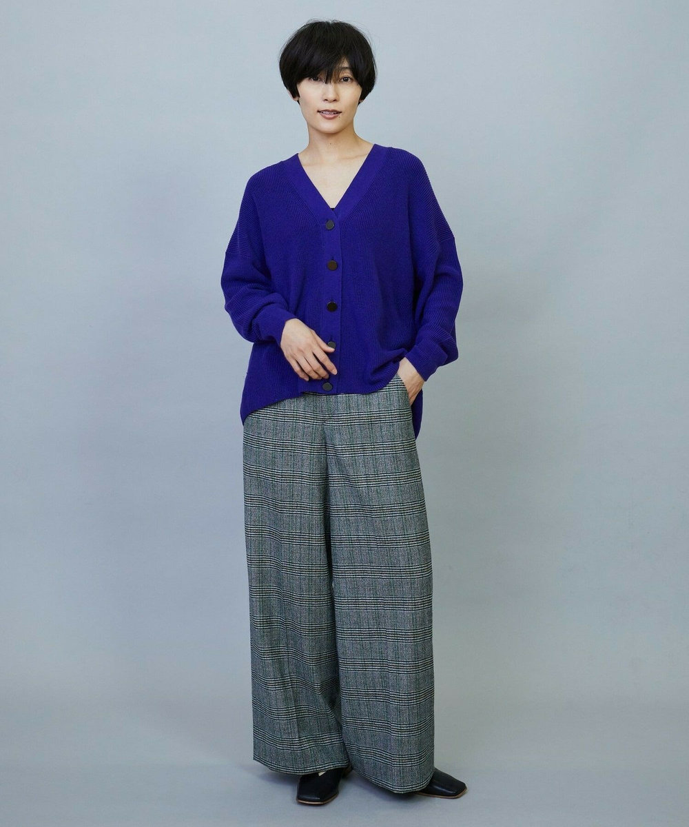 MOGA ウールカシミヤグレンチェックワイドパンツ オフホワイト